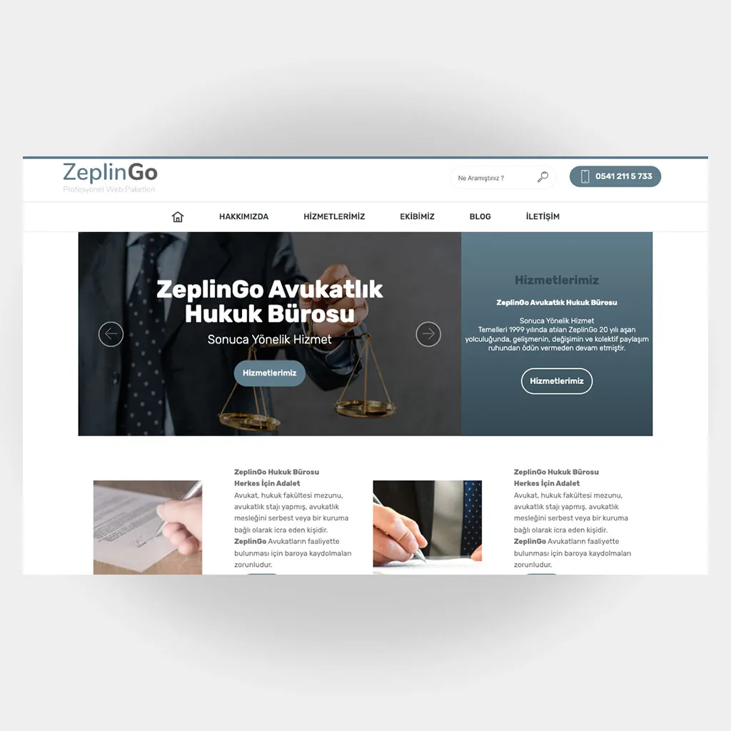 Avukat Hukuk Web Sitesi V2 tasarım önizlemesi