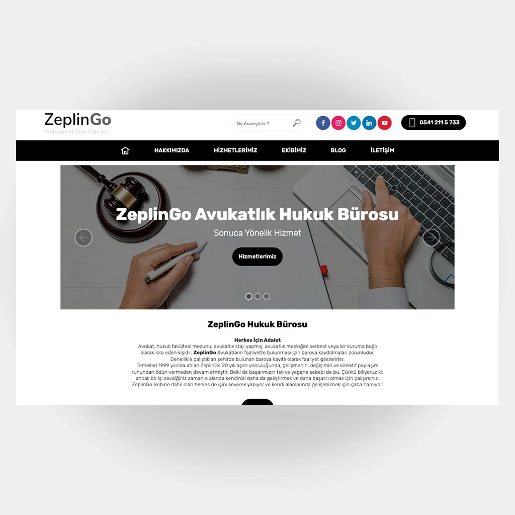 Avukat Hukuk Web Sitesi V3 tasarım önizlemesi