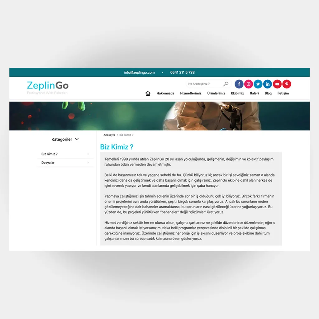 Dezenfeksiyon Web Sitesi V1 ekran görüntüsü