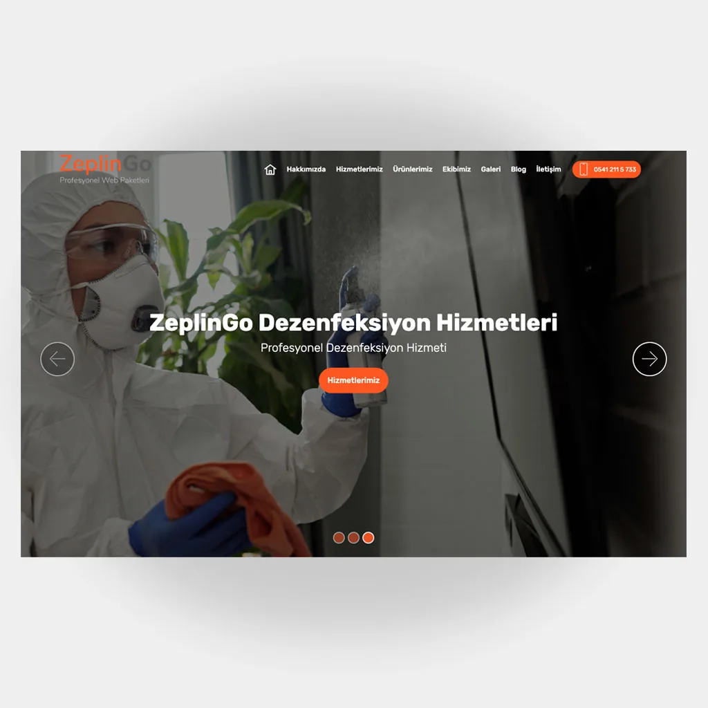 Dezenfeksiyon Web Sitesi V4 tasarım önizlemesi