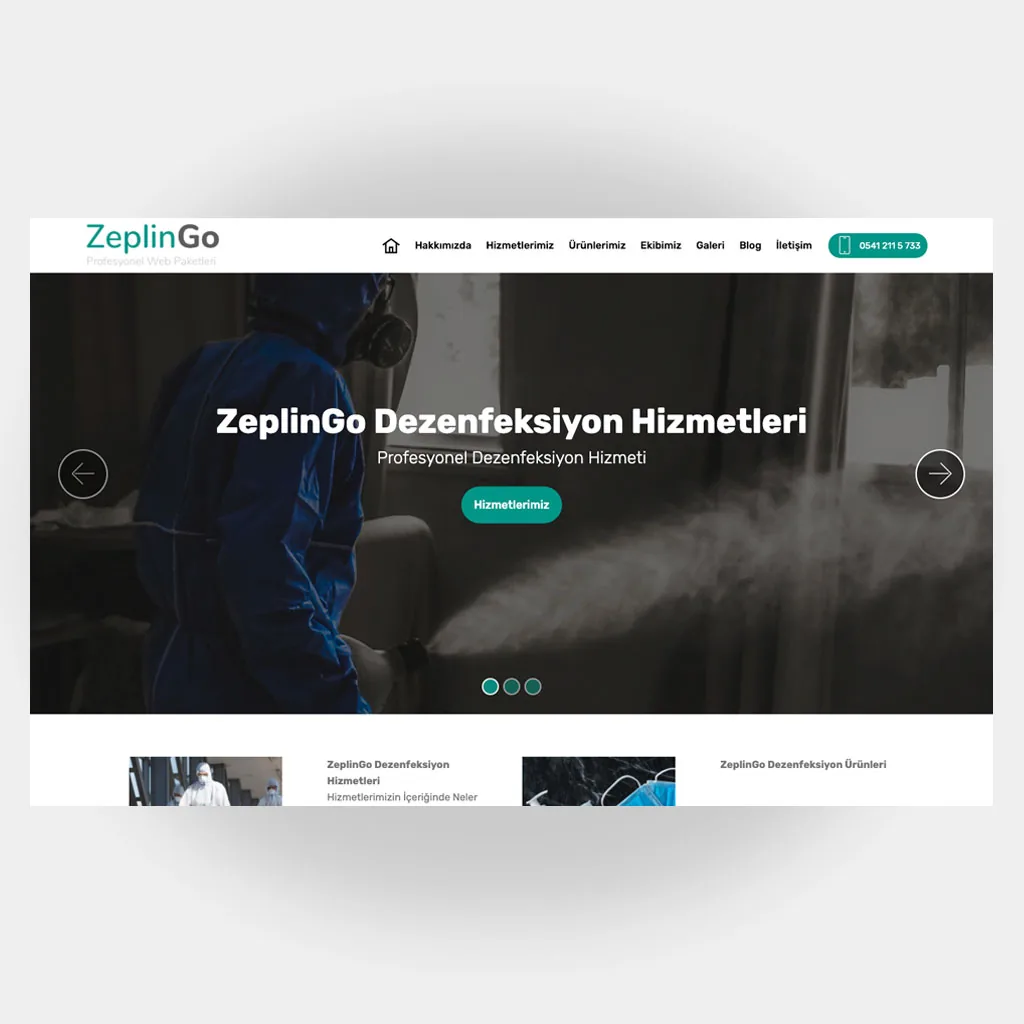 Dezenfeksiyon Web Sitesi V5 tasarım önizlemesi