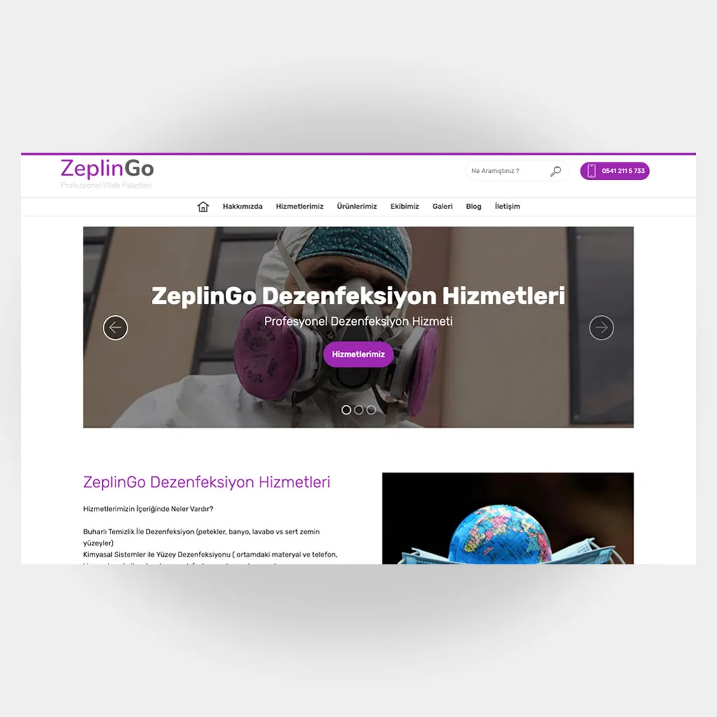 Dezenfeksiyon Web Sitesi V6 ekran görüntüsü