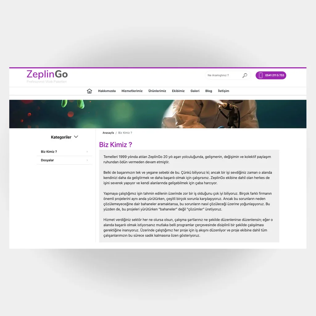 Dezenfeksiyon Web Sitesi V6 ekran görüntüsü