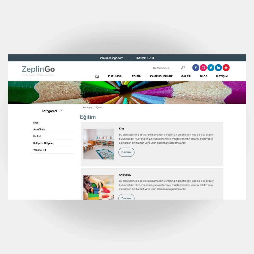 Eğitim Okul Web Sitesi V1 ekran görüntüsü