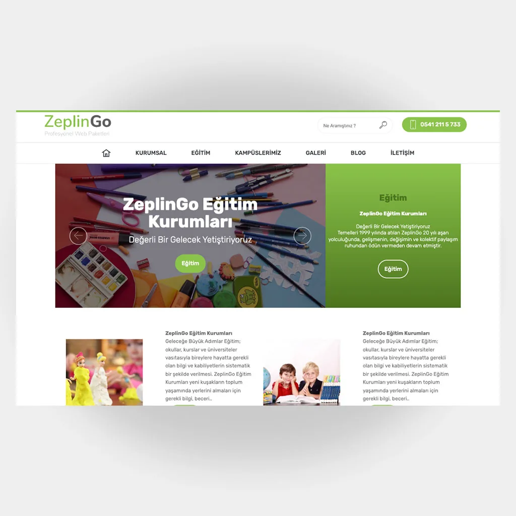 Eğitim Okul Web Sitesi V2 tasarım önizlemesi