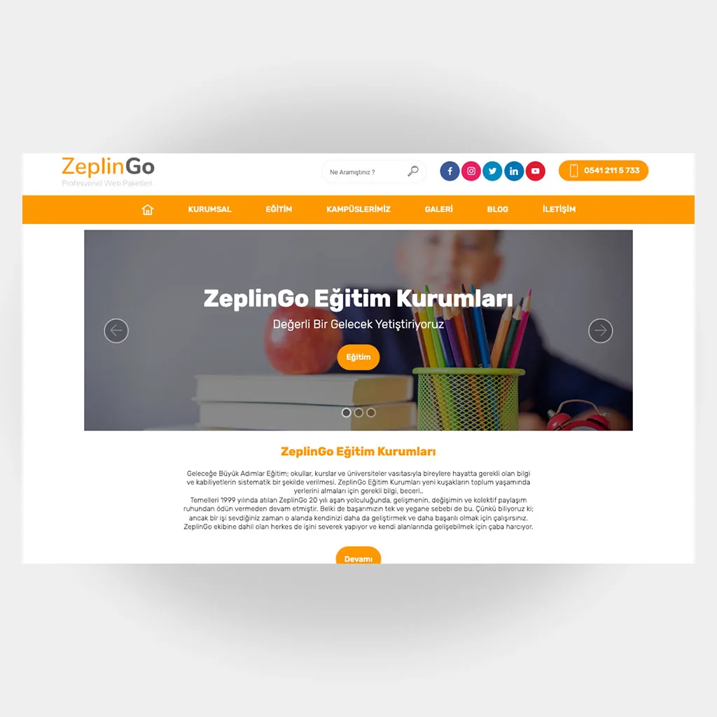 Eğitim Okul Web Sitesi V3 tasarım önizlemesi