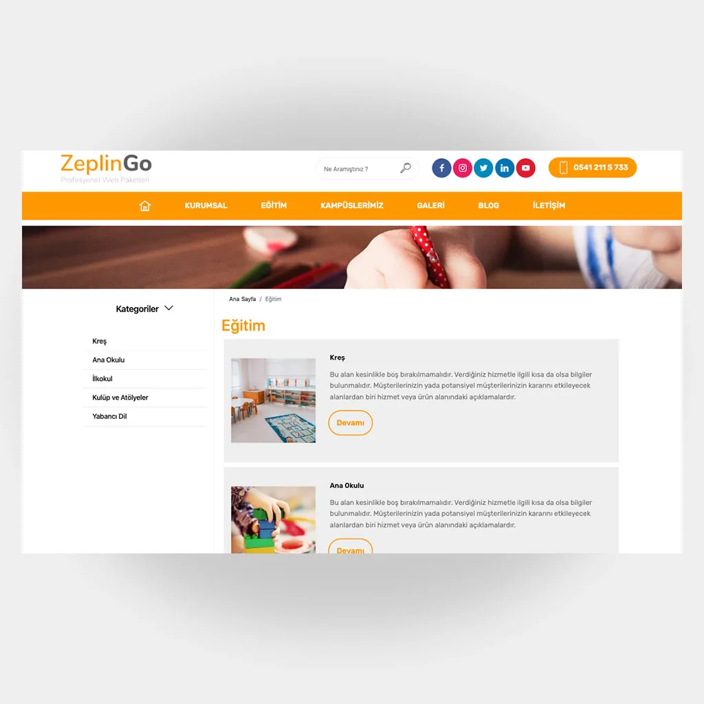 Eğitim Okul Web Sitesi V3 ekran görüntüsü