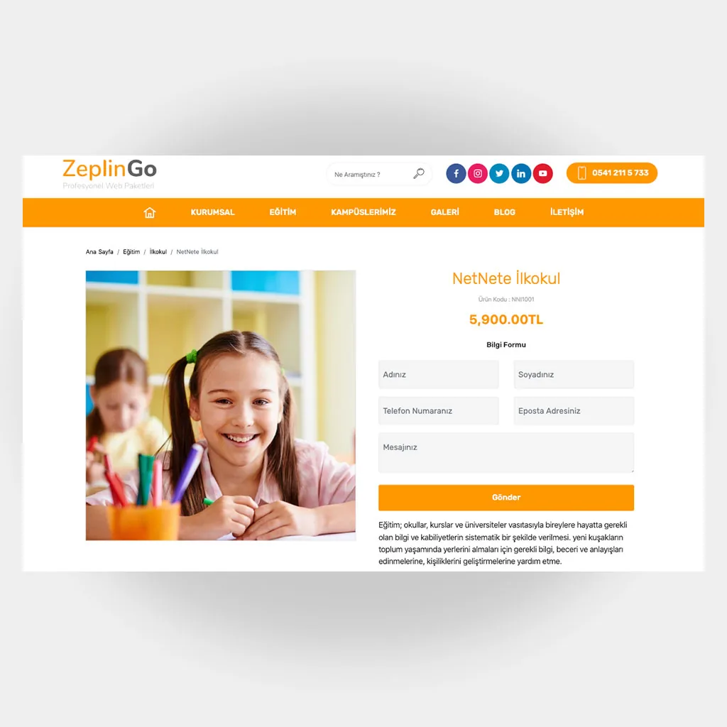 Eğitim Okul Web Sitesi V3 ekran görüntüsü