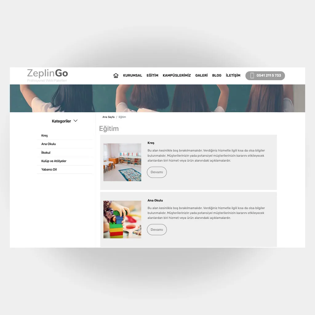 Eğitim Okul Web Sitesi V5 ekran görüntüsü