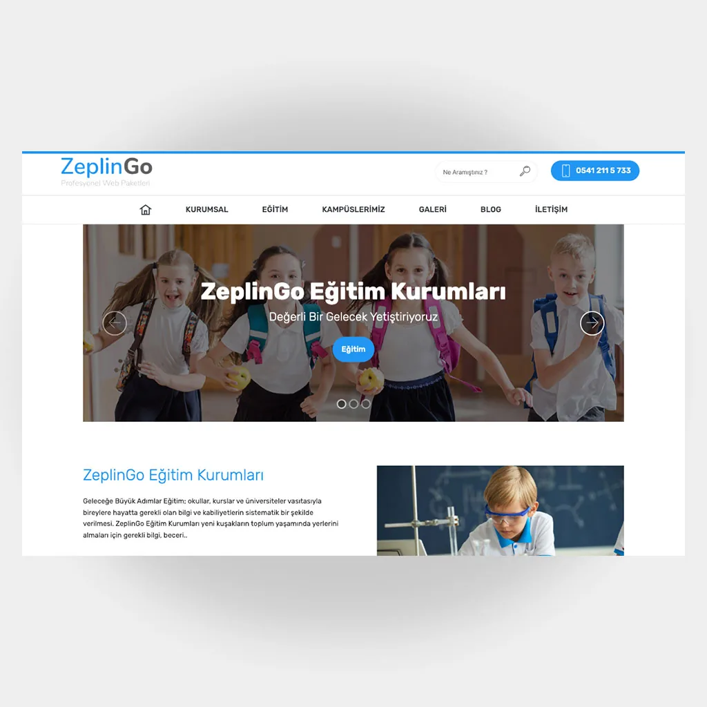 Eğitim Okul Web Sitesi V6 tasarım önizlemesi