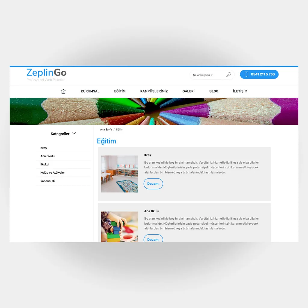 Eğitim Okul Web Sitesi V6 ekran görüntüsü