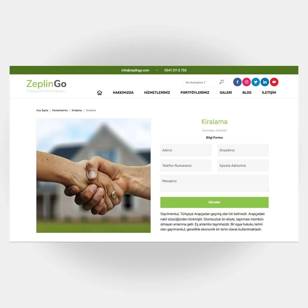 Emlakçı Web Sitesi V1 ekran görüntüsü