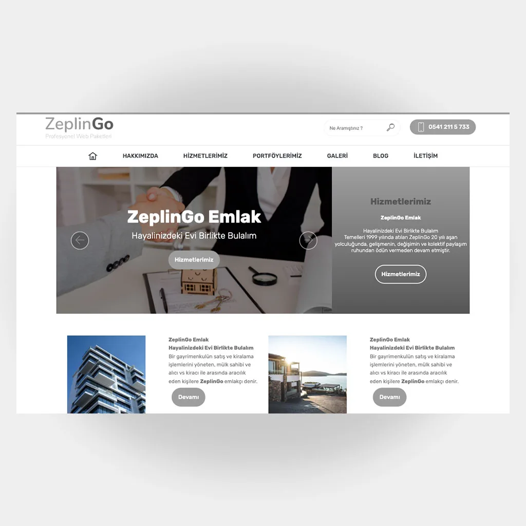 Emlakçı Web Sitesi V2 tasarım önizlemesi