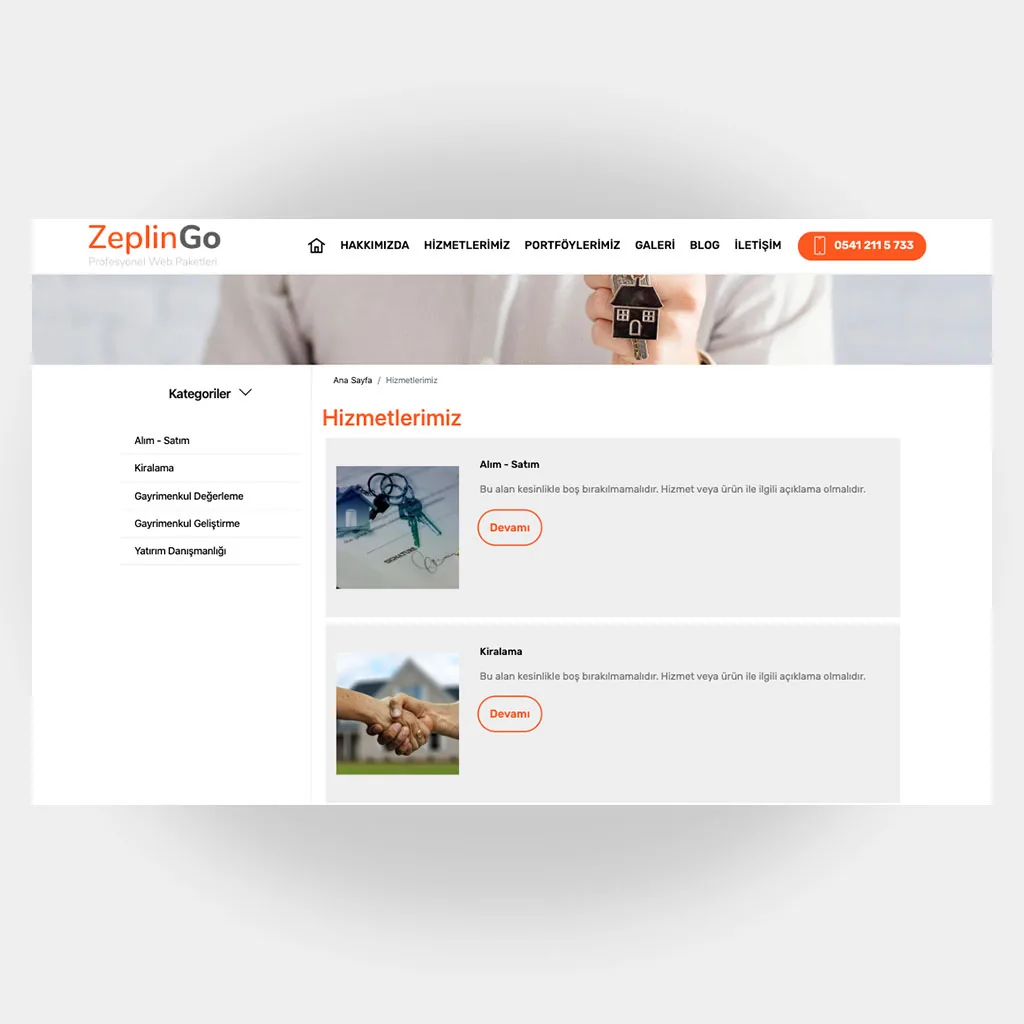Emlakçı Web Sitesi V4 ekran görüntüsü