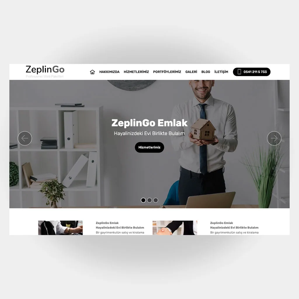 Emlakçı Web Sitesi V5 tasarım önizlemesi