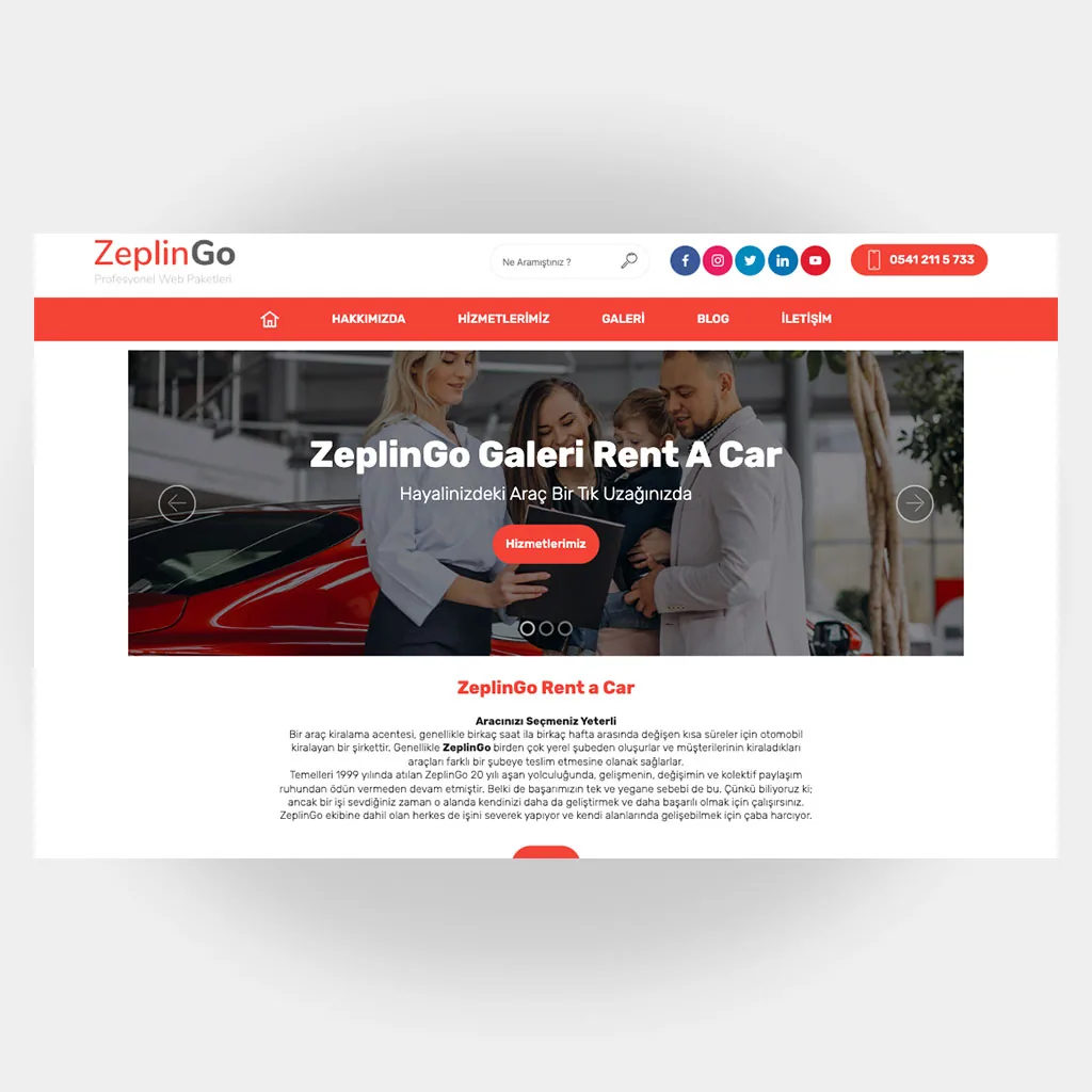 Galeri Araç Kiralama Web Sitesi V3 ekran görüntüsü