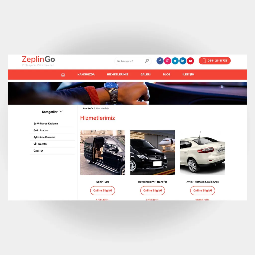 Galeri Araç Kiralama Web Sitesi V3 ekran görüntüsü