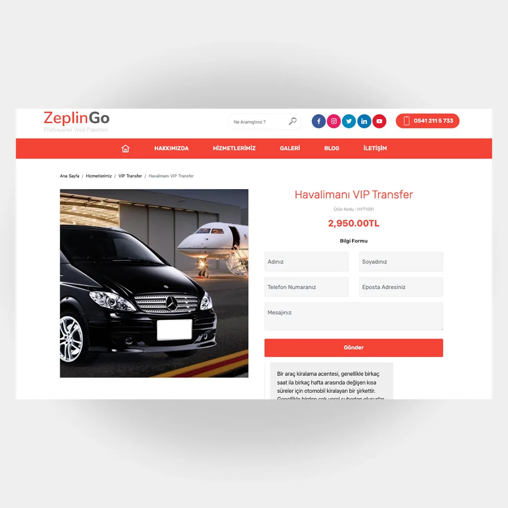 Galeri Araç Kiralama Web Sitesi V3 ekran görüntüsü