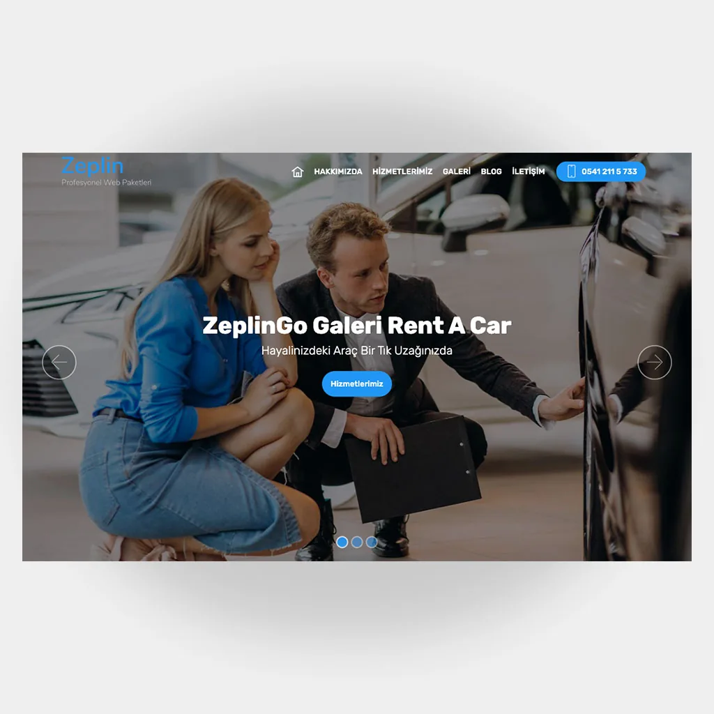 Galeri Araç Kiralama Web Sitesi V4 tasarım önizlemesi