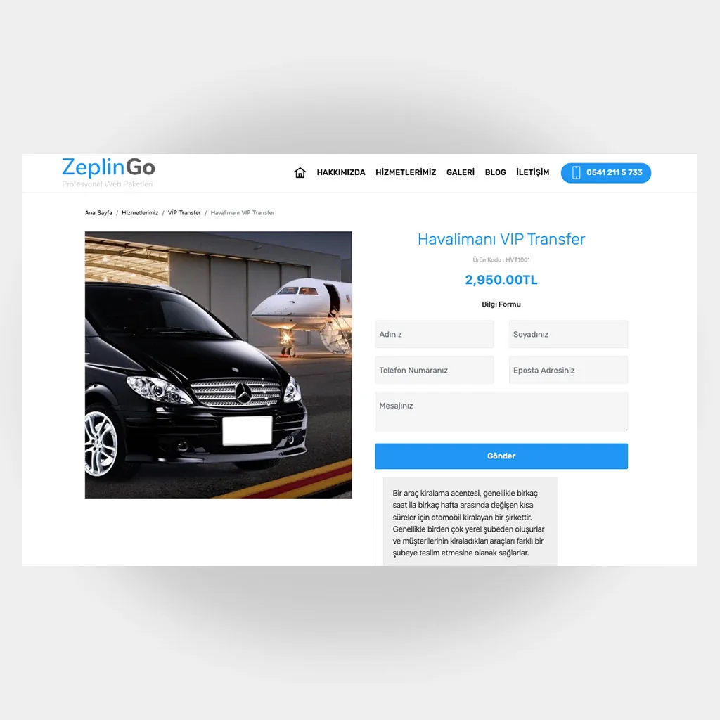 Galeri Araç Kiralama Web Sitesi V4 ekran görüntüsü
