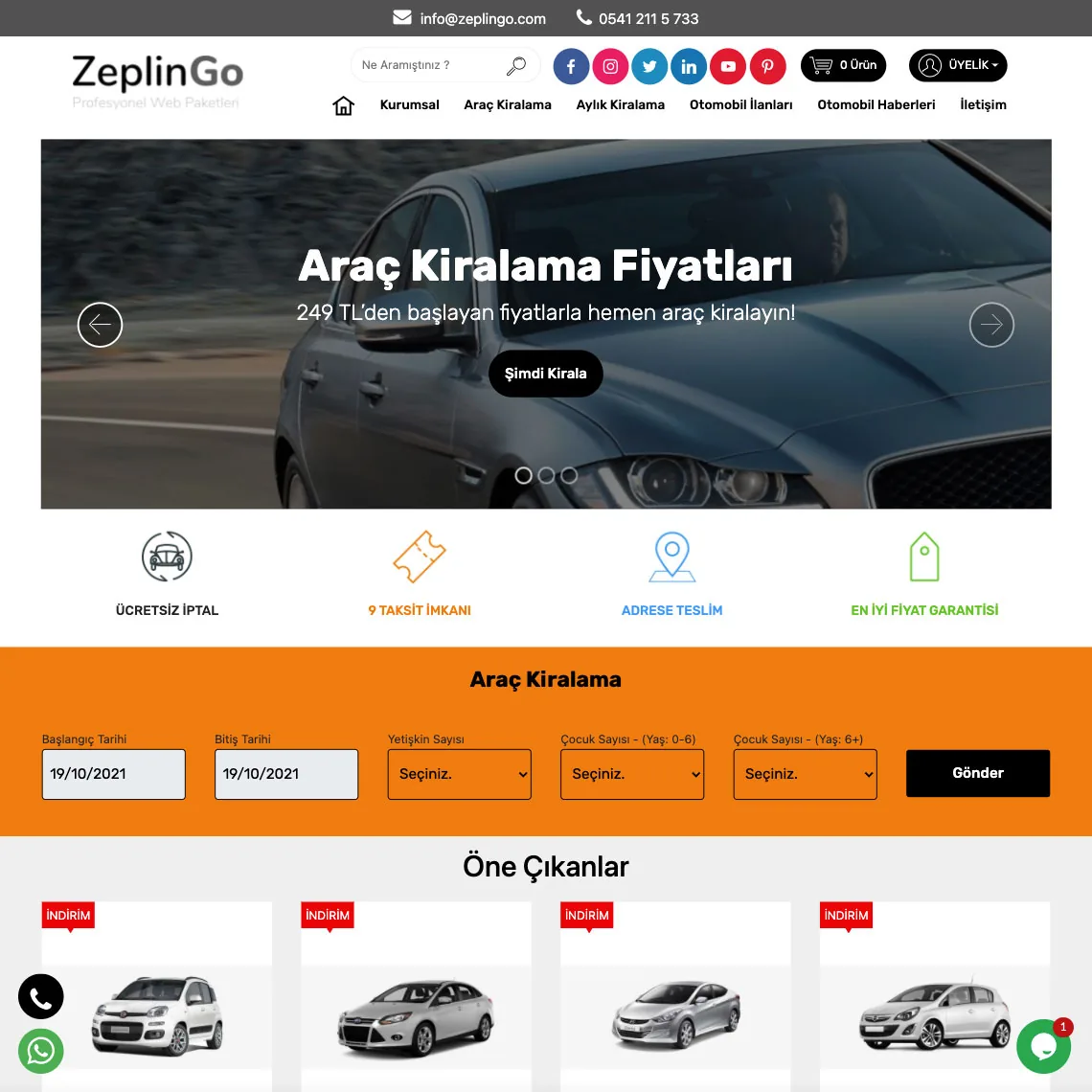 Galeri Araç Kiralama Web Sitesi V6 tasarım önizlemesi