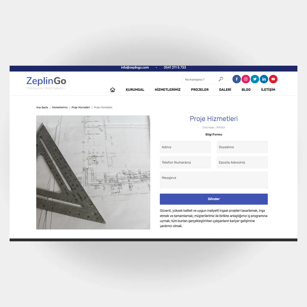 İnşaat Mimarlık Web Sitesi V1 ekran görüntüsü