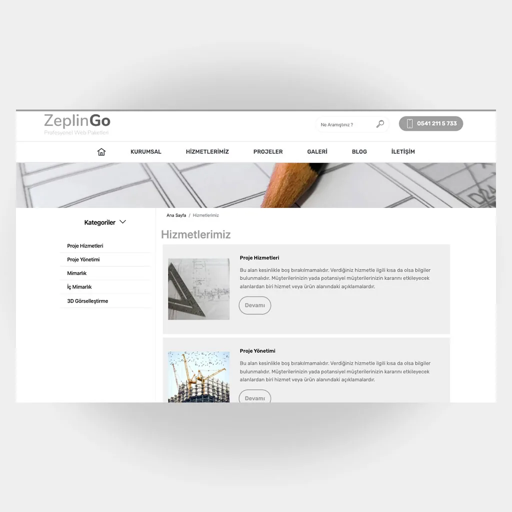 İnşaat Mimarlık Web Sitesi V2 ekran görüntüsü