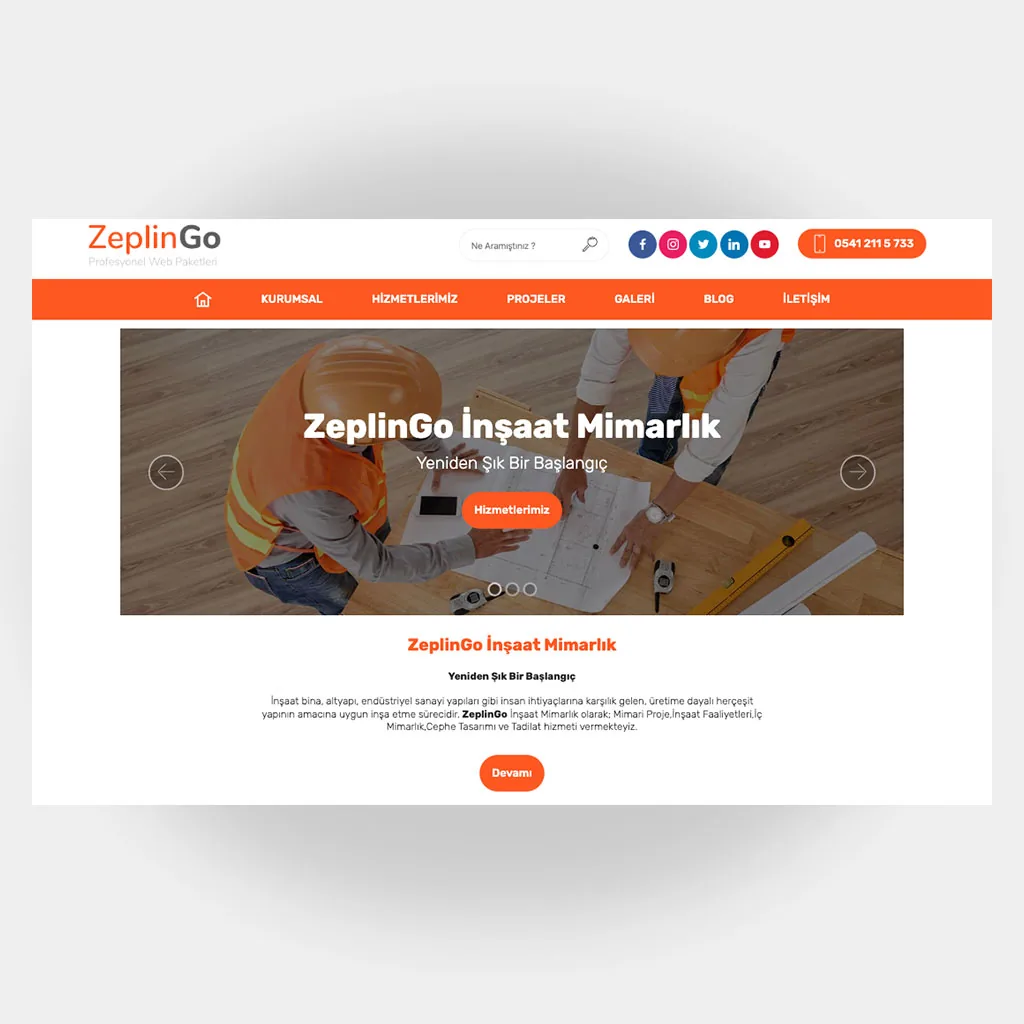 İnşaat Mimarlık Web Sitesi V3 tasarım önizlemesi