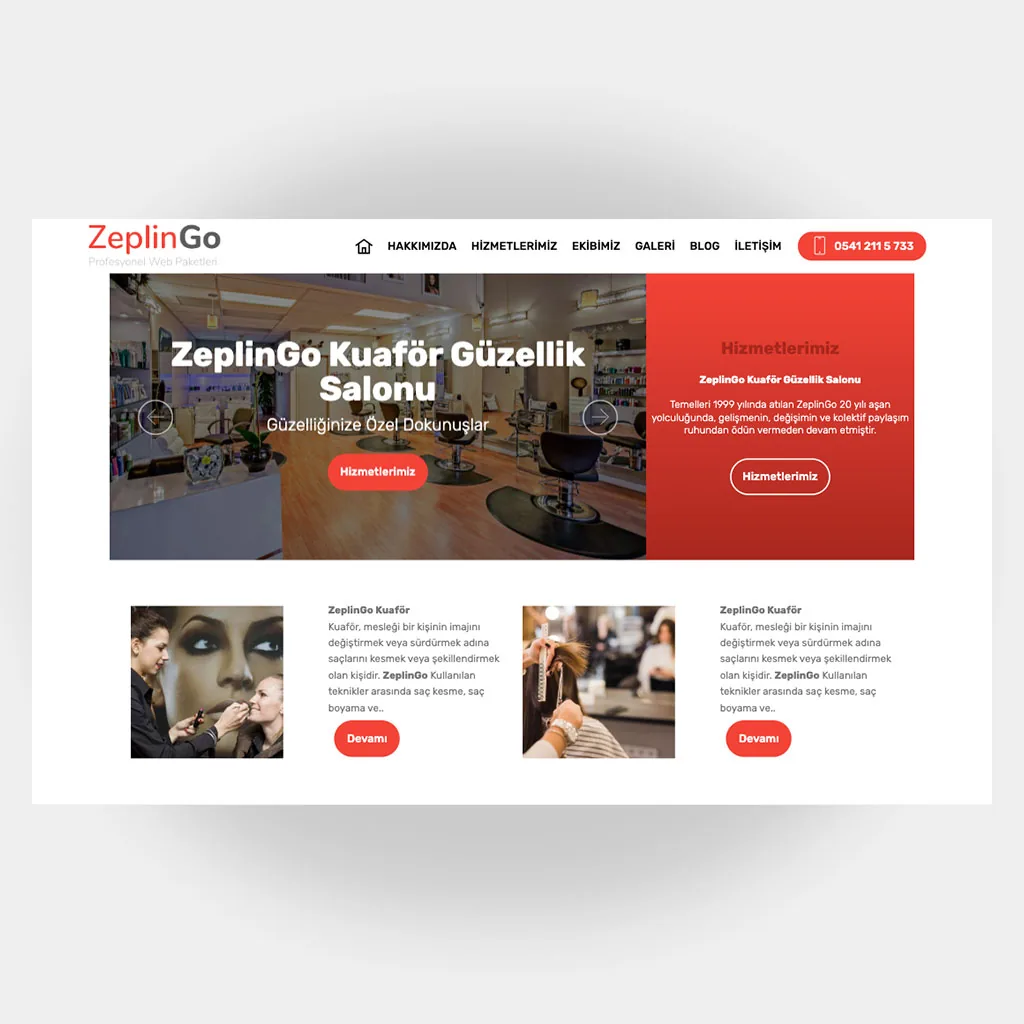 Kuaför Güzellik Salon Web Sitesi V2 tasarım önizlemesi