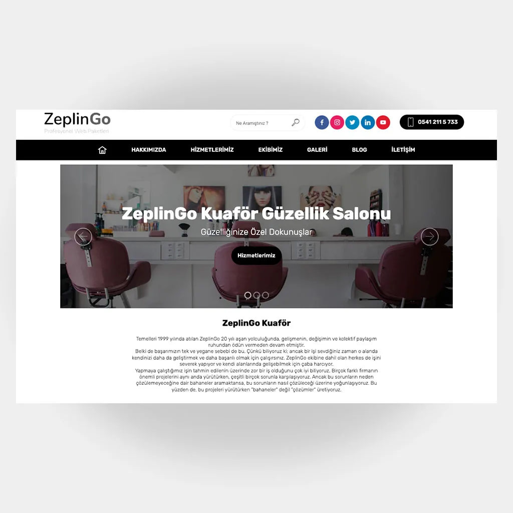 Kuaför Güzellik Salon Web Sitesi V3 tasarım önizlemesi