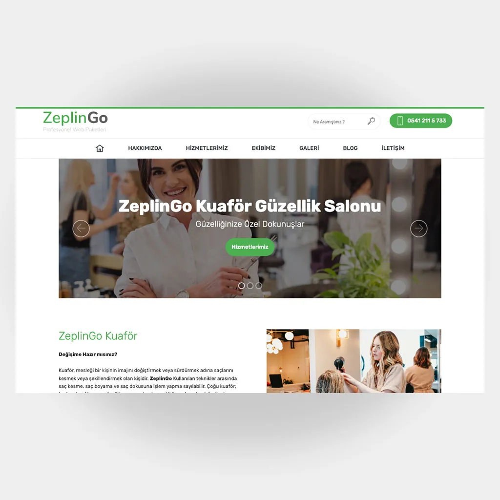 Kuaför Güzellik Salon Web Sitesi V6 tasarım önizlemesi