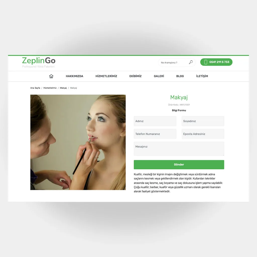 Kuaför Güzellik Salon Web Sitesi V6 ekran görüntüsü