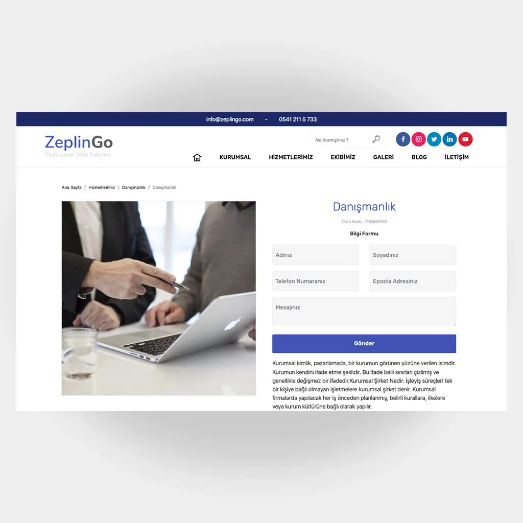 Kurumsal Web Sitesi V1 ekran görüntüsü