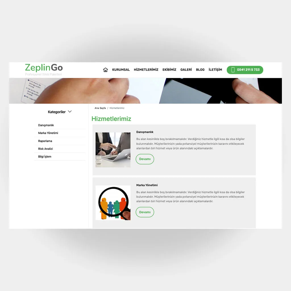 Kurumsal Web Sitesi V5 ekran görüntüsü