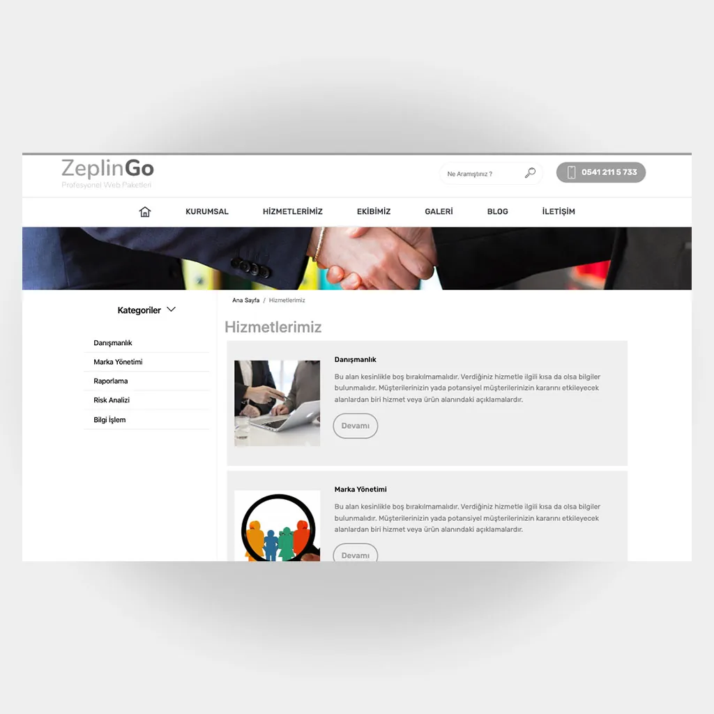 Kurumsal Web Sitesi V6 ekran görüntüsü
