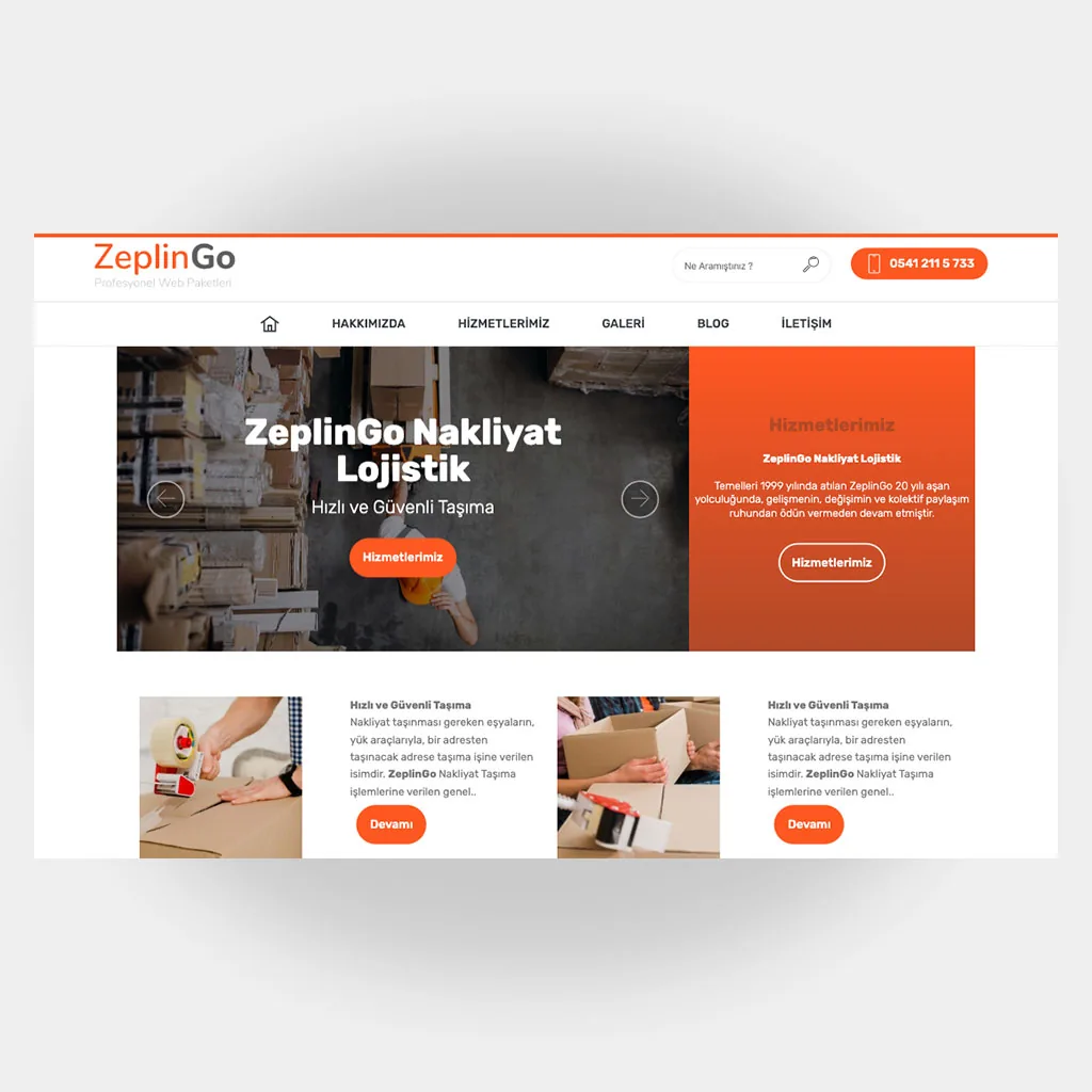 Nakliyat Web Sitesi V2 tasarım önizlemesi