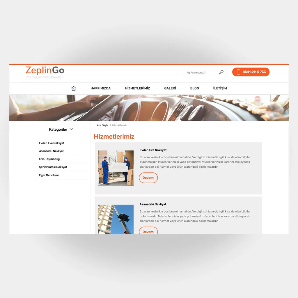 Nakliyat Web Sitesi V2 ekran görüntüsü