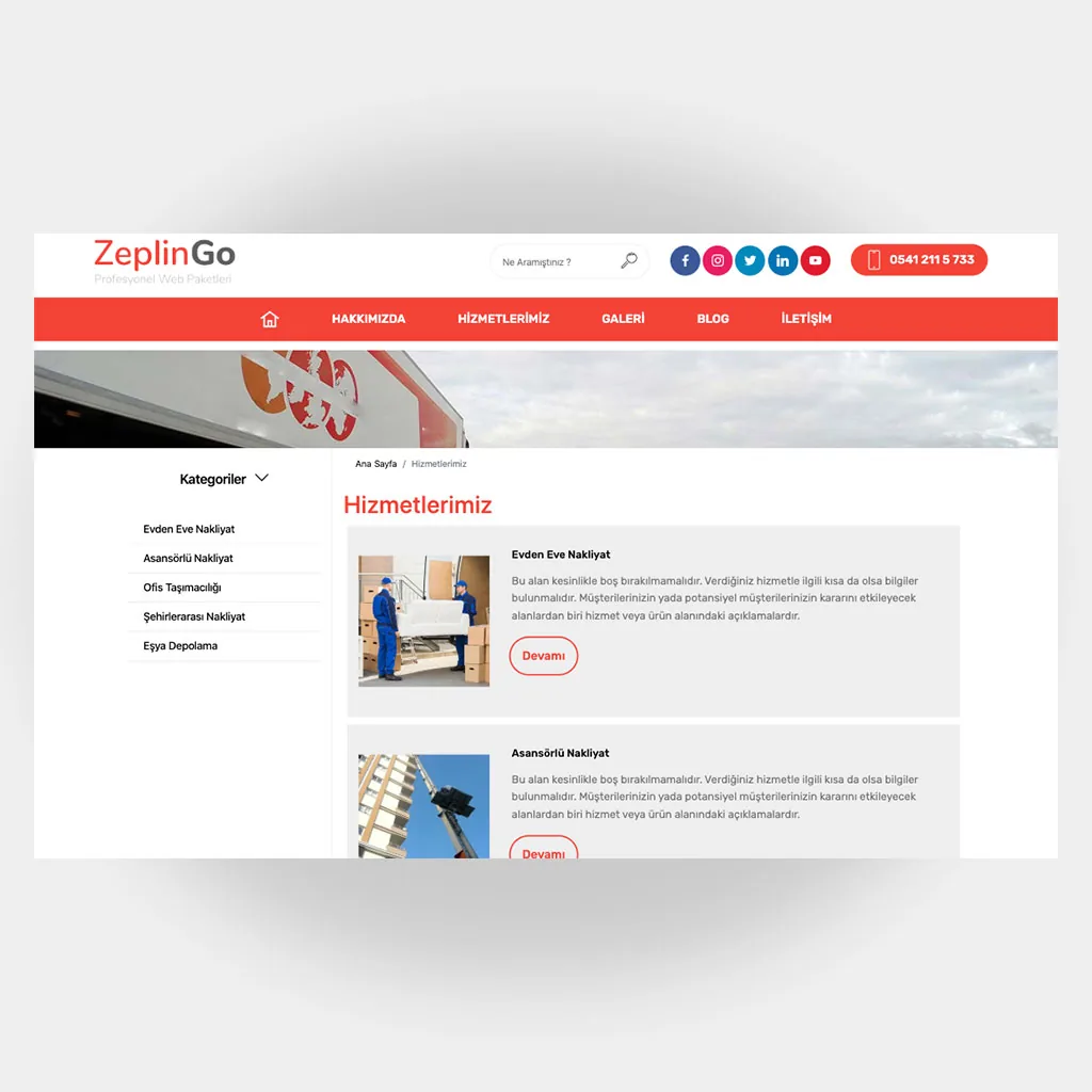 Nakliyat Web Sitesi V3 ekran görüntüsü
