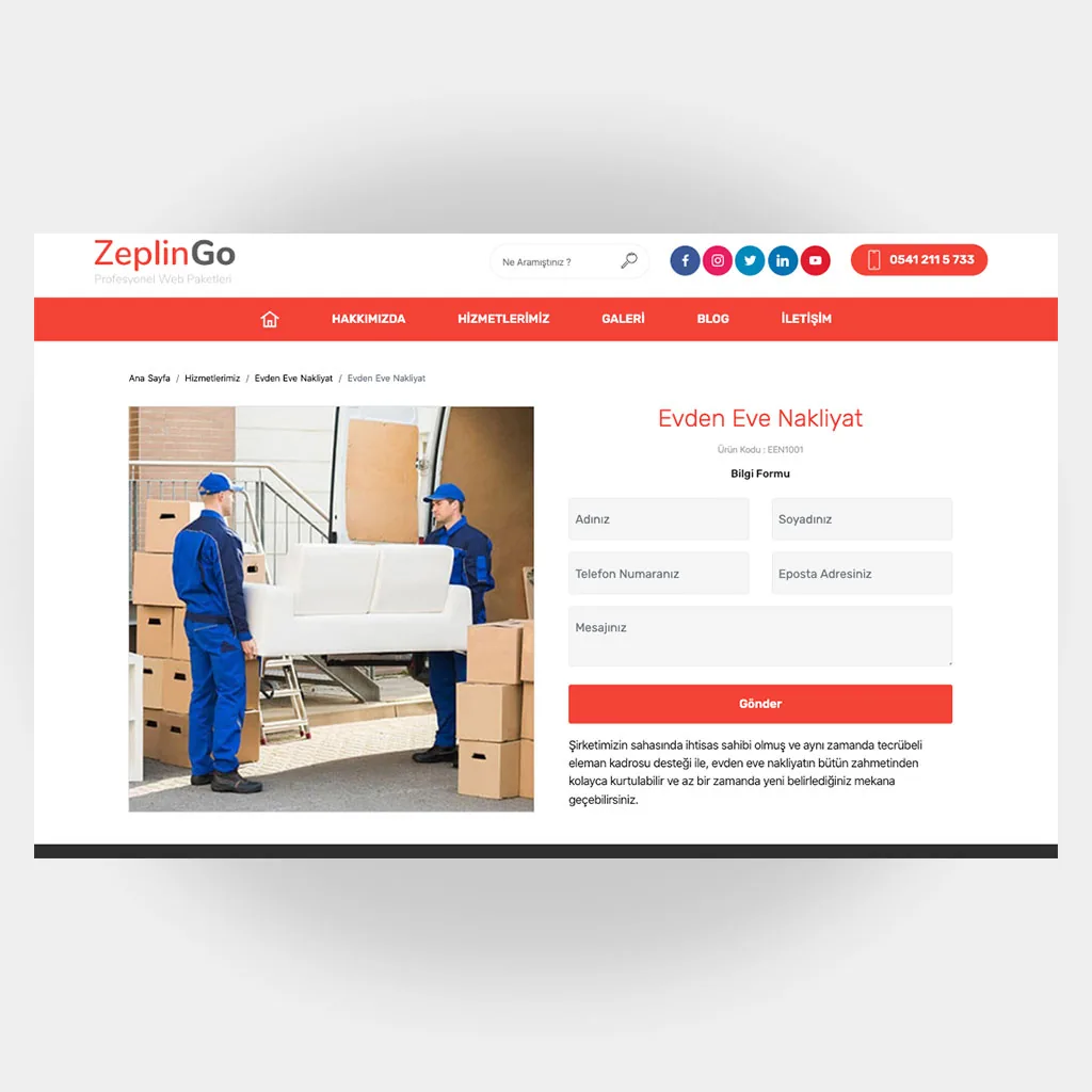 Nakliyat Web Sitesi V3 ekran görüntüsü
