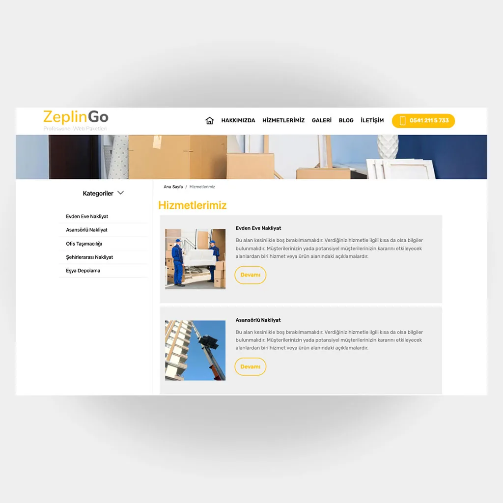 Nakliyat Web Sitesi V4 ekran görüntüsü