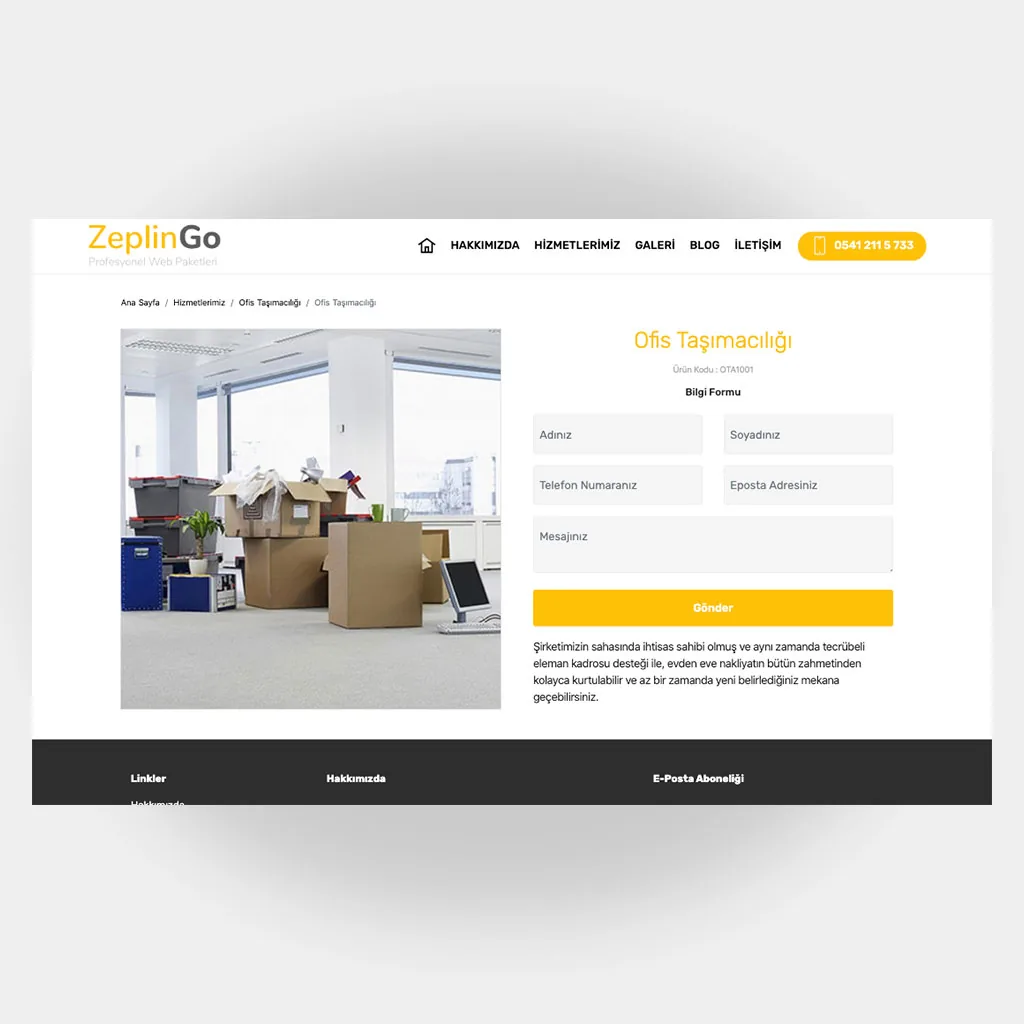 Nakliyat Web Sitesi V4 ekran görüntüsü