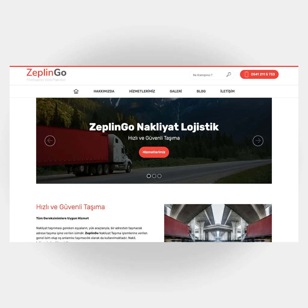 Nakliyat Web Sitesi V6 tasarım önizlemesi