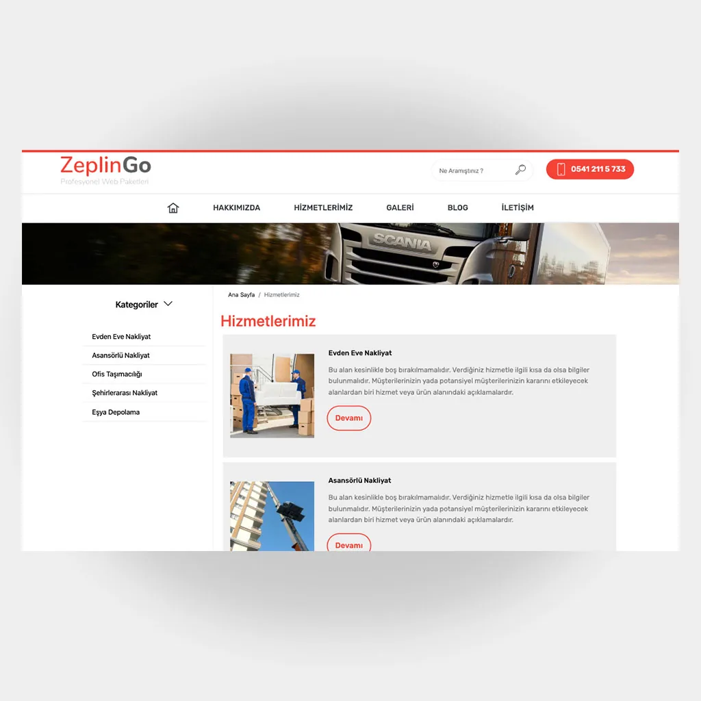 Nakliyat Web Sitesi V6 ekran görüntüsü