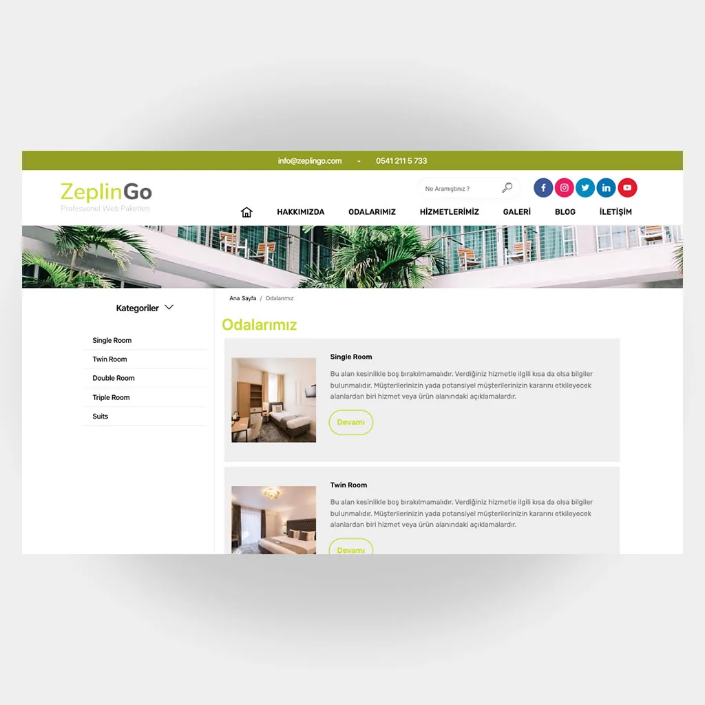 Otel Pansiyon Web Sitesi V1 ekran görüntüsü