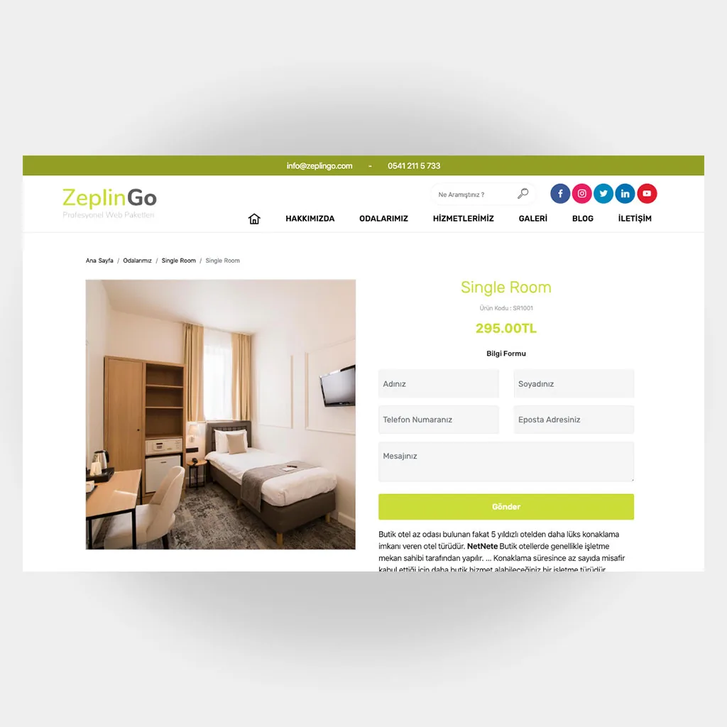 Otel Pansiyon Web Sitesi V1 ekran görüntüsü
