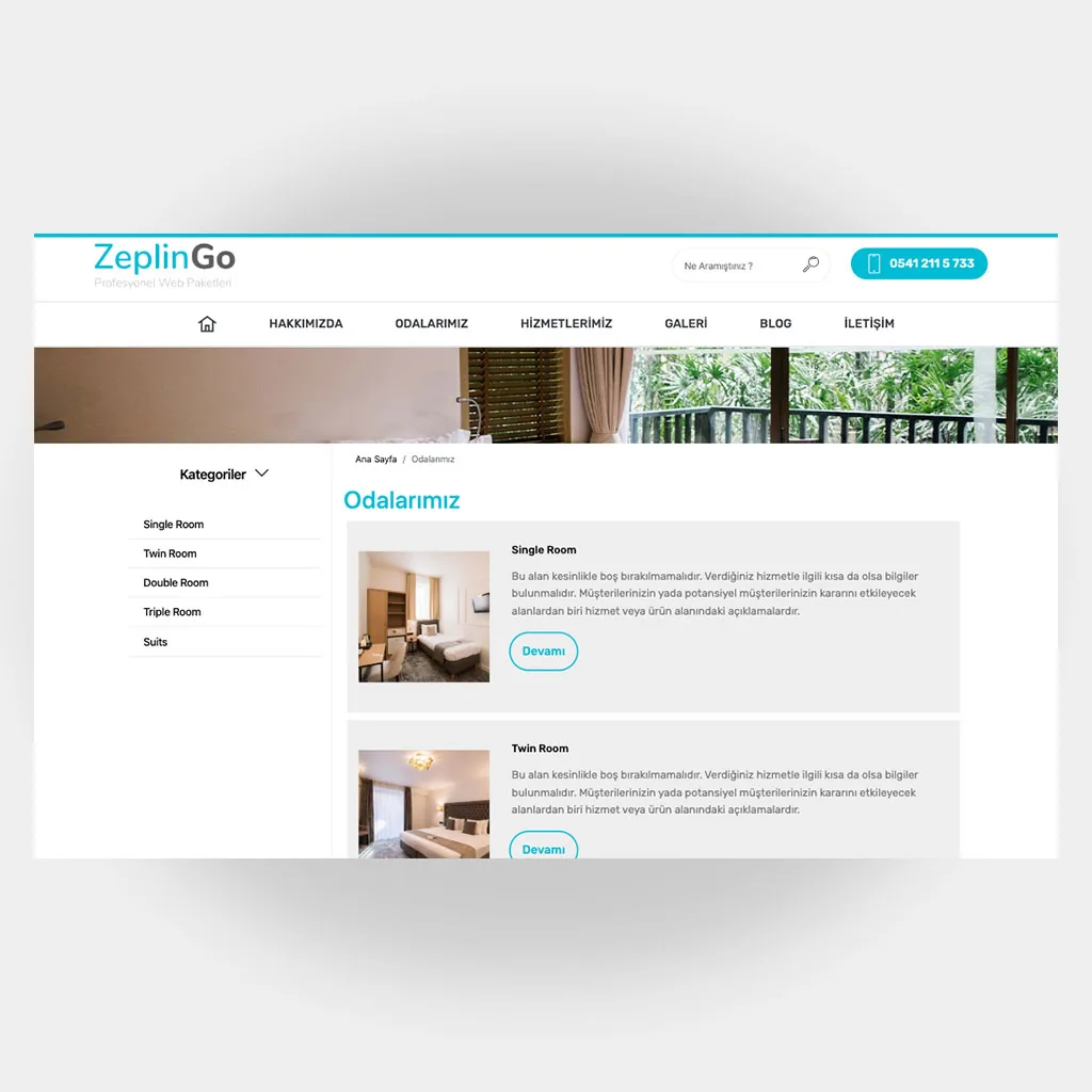 Otel Pansiyon Web Sitesi V6 ekran görüntüsü
