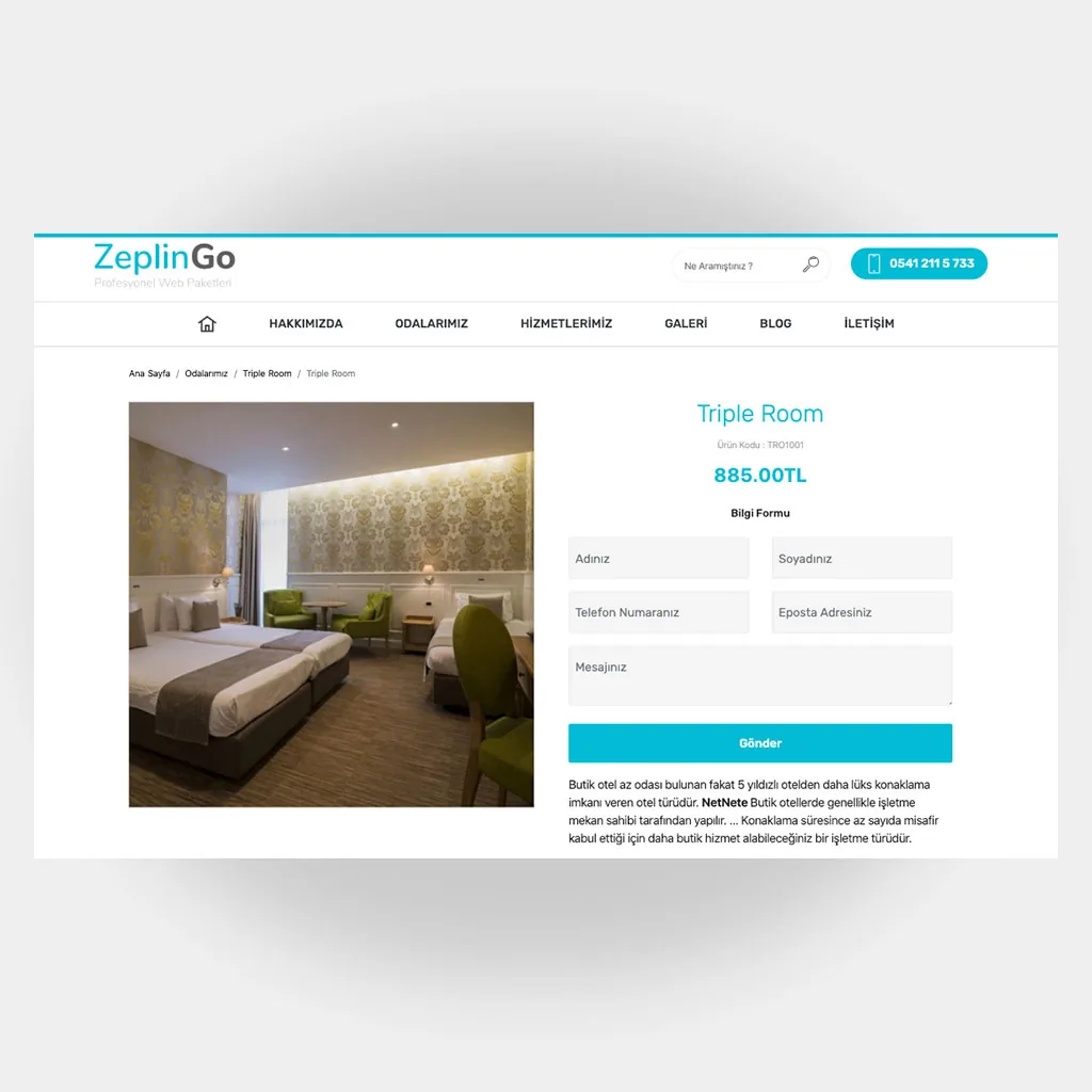 Otel Pansiyon Web Sitesi V6 ekran görüntüsü