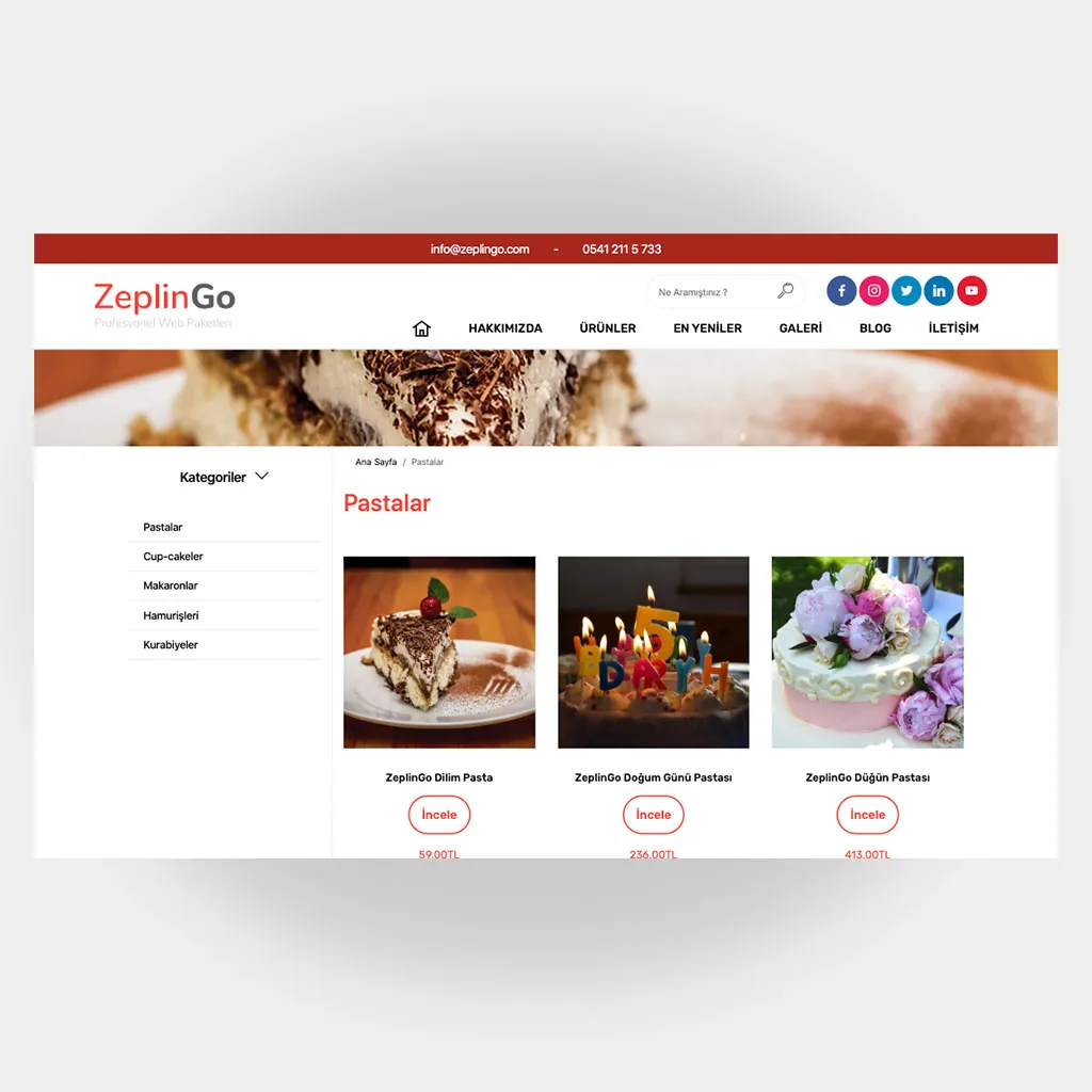 Pastacı Web Sitesi V1 ekran görüntüsü