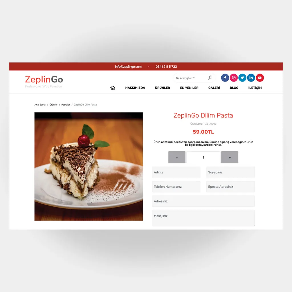 Pastacı Web Sitesi V1 ekran görüntüsü