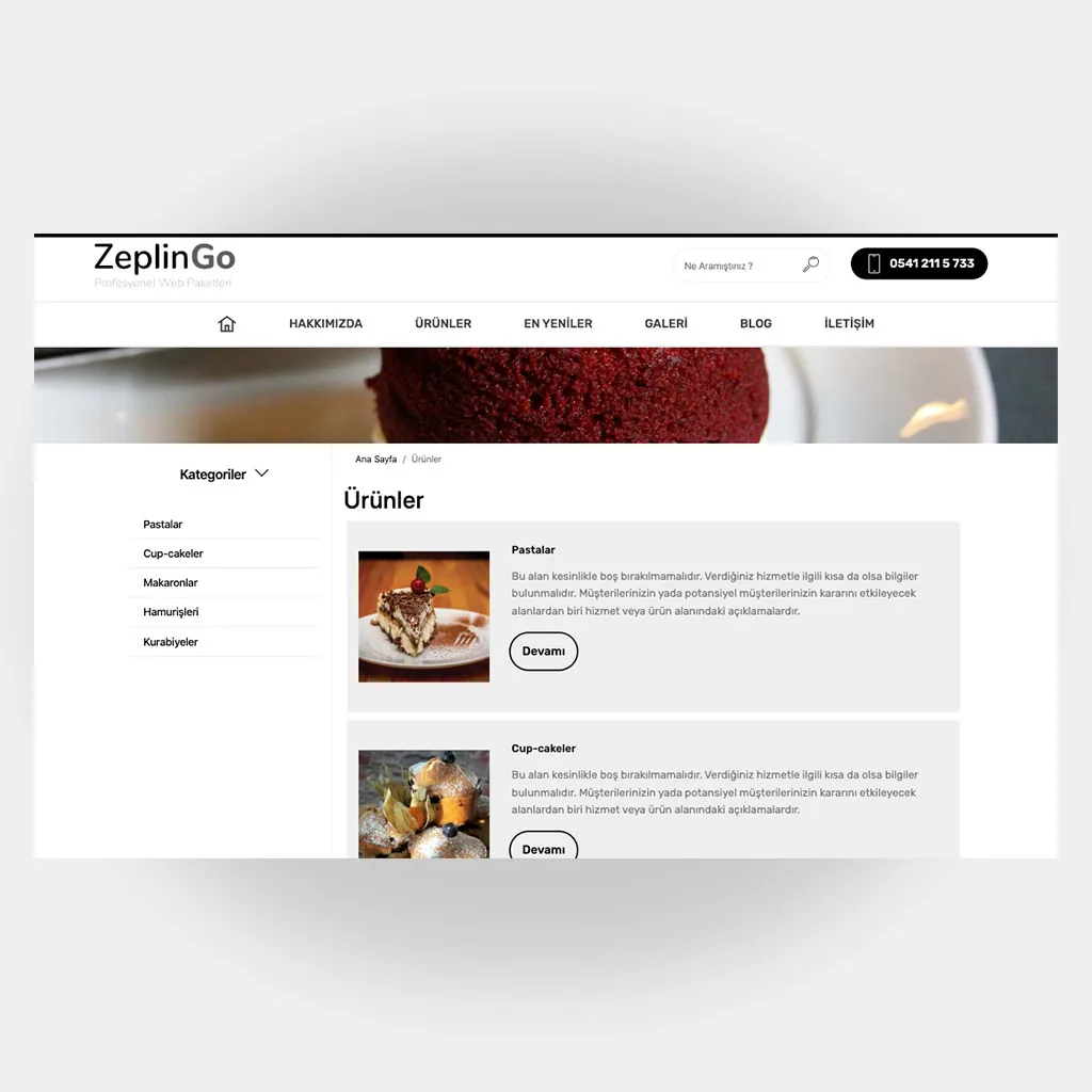 Pastacı Web Sitesi V6 ekran görüntüsü